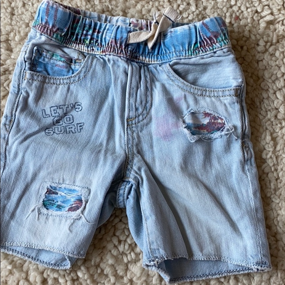 Boys kids jean shorts cute surf theme